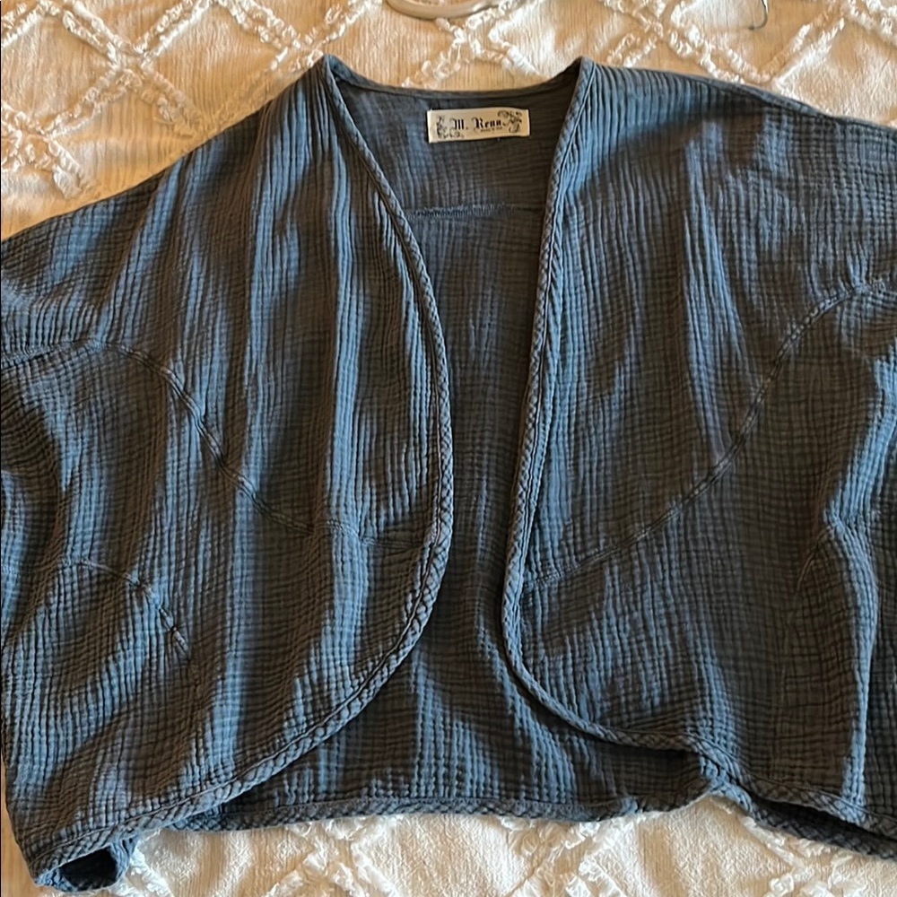 Textured Slate Blue cardigan Lightweight Fabric